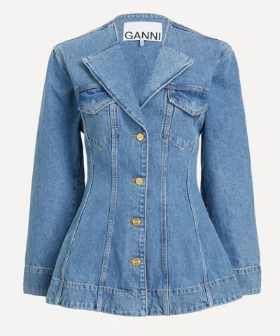 Ganni Women's Fitted Denim Blazer