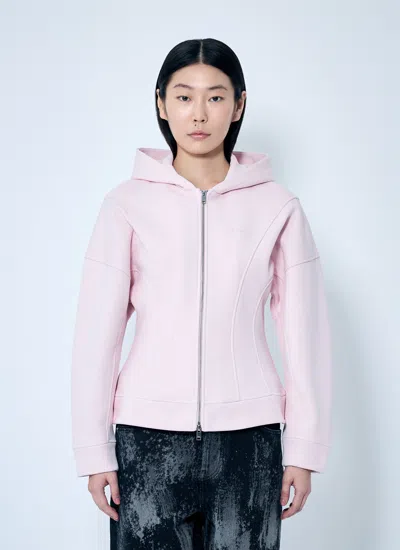 Ganni Women Fleece Zip Hooded Sweatshirt In Pink