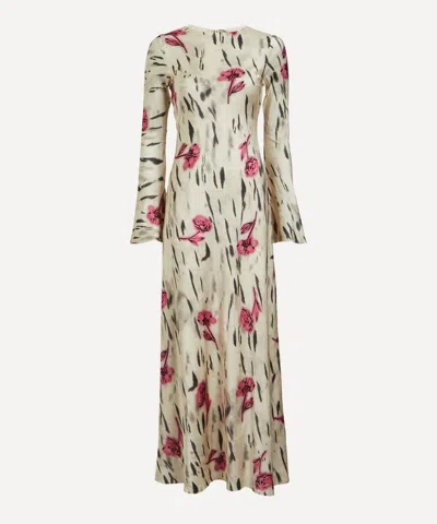 GANNI GANNI WOMEN'S FLORAL SATIN MAXI DRESS