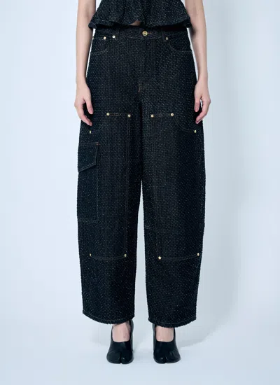 Ganni Women Fluffy Denim Carpenter Jeans In Black