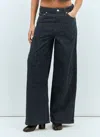 Ganni Fluffy Mid-rise Wide-leg Jeans In Blue