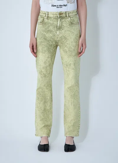 Ganni Women Foil Overdyed Jeans In Green