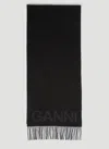 Ganni Women Fringed Scarf In Black