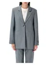 Ganni Future Melange Twill Suiting Blazer In Phantom Grey
