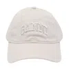 Ganni Canvas Cap With Logo In White