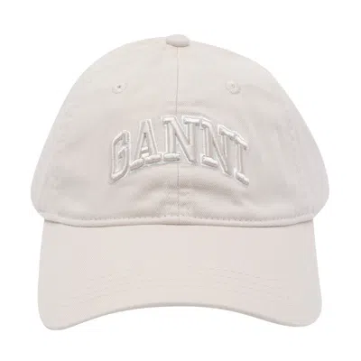 Ganni Women  Canvas Cap In White