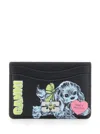 Ganni Black Card Holder With Graphic Print On The Front In Leather Blend Woman In Black