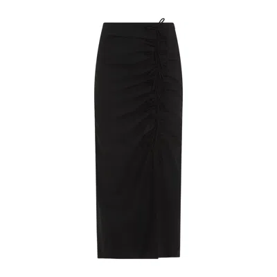 GANNI GANNI DRAPEY MELANGE MIDI SKIRT WOMEN