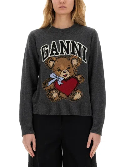 GANNI GANNI WOMEN "GRAPHIC BEAR" JERSEY