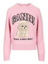 Ganni Women Graphic Sweater In Pink