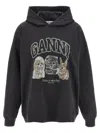 Ganni Hoodie With Print In Gray