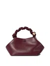 Ganni Bou Red Handbag With Butterfly Logo And Hand-braided Strands In Leather Woman In Bordeaux