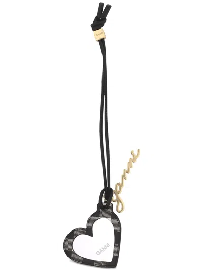 Ganni Women Heart-shaped Charm In Black