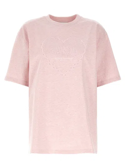 Ganni Women Heart T-shirt In Pink