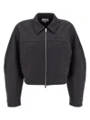 Ganni Collared Neck Panel Detailing Bomber Jacket In Black