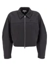 Ganni Collared Neck Panel Detailing Bomber Jacket In Gray