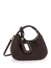 Ganni Brown Handbag With Removable Shoulder Strap And Pendant With Logo In Faux-leather Woman In Multi