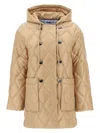 Ganni Beige Quilted Down Jacket With Hood In Beige