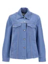 Ganni Stripe Overdyed Denim Jacket In Denim