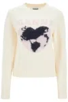 Ganni Graphic Soft Wool Blend Sweater In Bianco