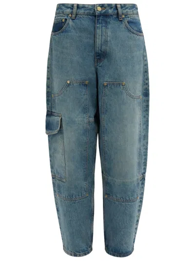 Ganni Blue Straight Mid Rise Jeans