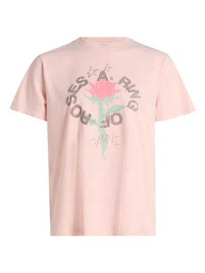 Ganni Future Heavy Jersey Oversized T-shirt In Pink