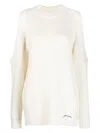 Ganni Chunky Soft Wool Open Shoulder Pullover In White