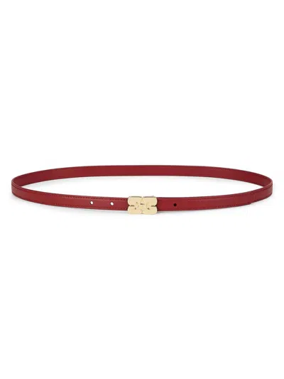 Ganni Women's Kat Leather Belt In Red