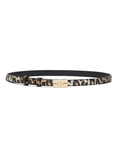 Ganni Women's Kat Leopard-print Belt In Brown