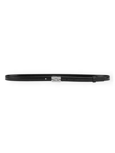 Ganni Women's Kat Patent Thin Belt In Black
