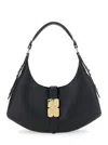 Ganni Kat Small Black Shoulder Bag With Adjustable Handle And Logo Plaque On The Front In Leather Woman In Black
