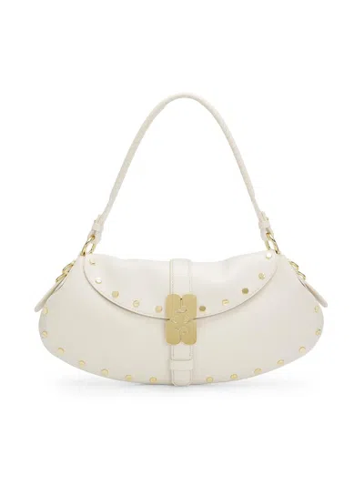 Ganni Women's Kat Studded Shoulder Bag In White