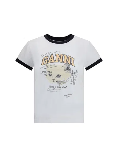 GANNI GANNI WOMEN KITTEN PRINT T-SHIRT