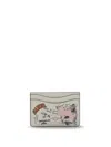 Ganni White Card Holder With Graphic Print On The Front In Leather Blend Woman In White
