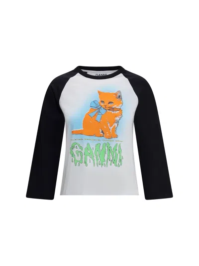 GANNI GANNI WOMEN KITTY PRINT T-SHIRT