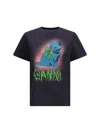 Ganni Women Black Crewneck T-shirt With Maxi Logo On The Front In Cotton Jersey Woman In Black