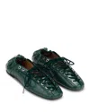 Ganni Lace-up Ballet Flats In Green