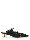 Ganni Womens Black Eyelets Lace-up Faux-leather Mules Eur 39 / 6 Uk