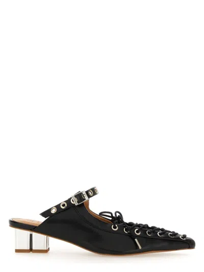 GANNI WOMEN'S LACED LEATHER MULES