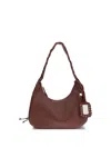 Ganni Bordeaux Recycled Leather Shoulder Bag In Brown