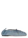 Ganni Crystal-embellished Denim Lace-up Ballerinas