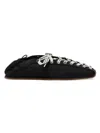 Ganni Sporty Nylon Ballerina Sneakers Lace Up In Black