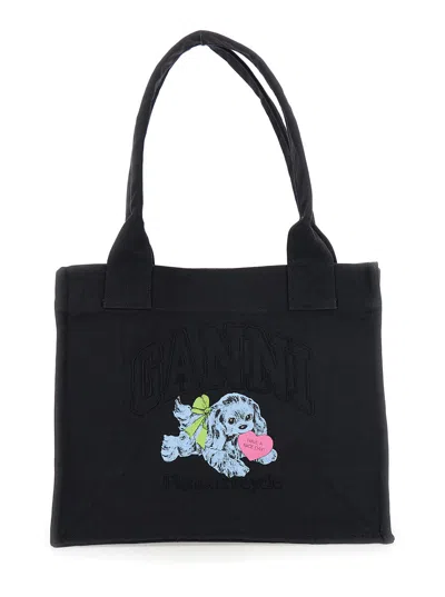 Ganni Women Large Easy Shopper Pocket Dog Print In Multi