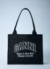 Ganni Women Large Easy Shopping Tote Bag In Black