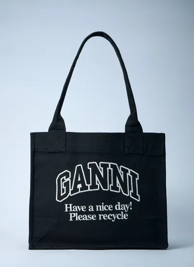 Ganni Women Large Easy Shopping Tote Bag In Black