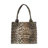 Ganni Women Large Leopard Print Logo Tote Bag In Multi