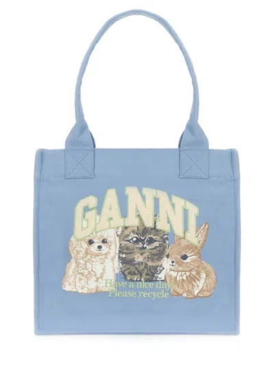 Ganni Women Large Shopper Bag With Animal Pattern