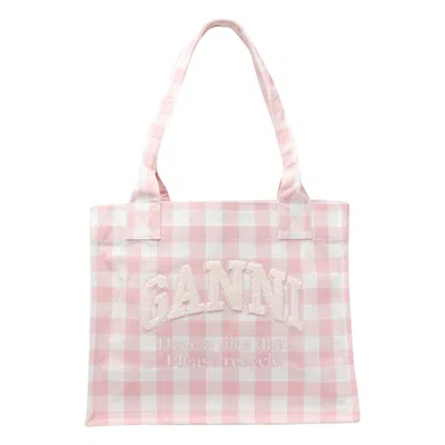 Ganni Women Large Vichy Easy Logo Shopper Bag