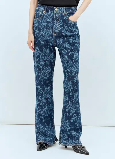 Ganni Women Lazer Bootcut Slit Iry Jeans In Blue