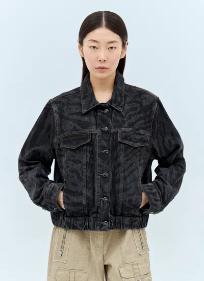 Ganni Women Lazer Denim Bomber Jacket In Black